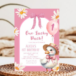 Convites Aniversário da Coquete Floral Rosa Um Pato Sortudo