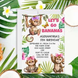 Convites Aniversário da Criança Selva de Macacos-Bananas Co
