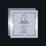 Convites Aniversário da decoração de brilhantes azuis e dia<br><div class="desc">Convite de aniversário romântico elegante e elegante, com joias de gema de diamante prateado brilhante na moda e decorações de cantos com borda azul e brilho azul impresso sobre fundo azul de safira. Uma design romântica para sua celebração. Todo texto, fonte e cor da fonte são totalmente personalizáveis para atender...</div>