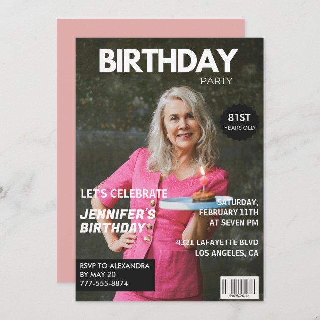 Convites Aniversário da Elegant Luxury Magazine Foto 81rua (Frente/Verso)