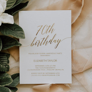 Convites Aniversário da Elegante Dourada Calliografia