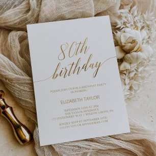 Convites Aniversário da Elegante Dourada Calliografia
