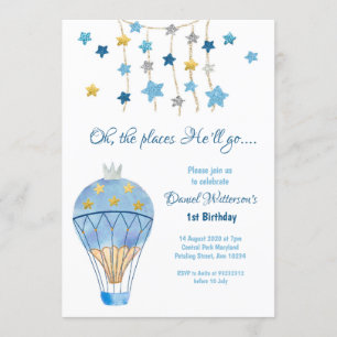 Convites Aniversário da estrela do balão de ar quente par