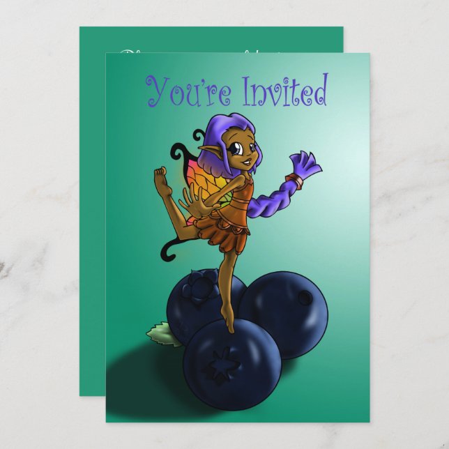 Convites Aniversário da Fada Americana Africana e da Aroma (Frente/Verso)