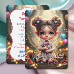Convites Aniversário da Fada Chibi da Floresta Caprichosa