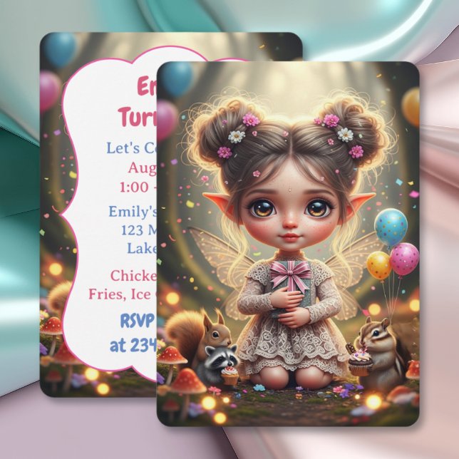 Convites Aniversário da Fada Chibi da Floresta Caprichosa (Criador carregado)