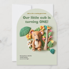 Convites Aniversário da família Clay Art Bear