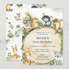 Convites Aniversário da Fatia de Madeira Russa de Animais A