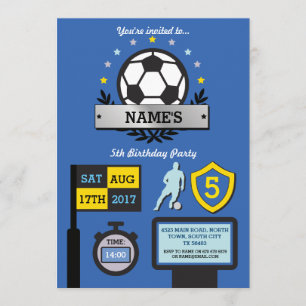 Convites Aniversário da Festa de Futebol de Menino Blue Inv