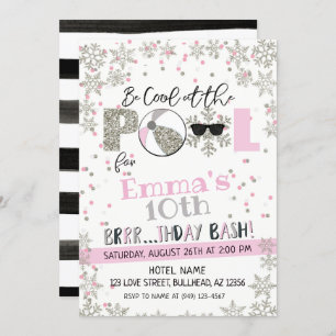 Convites Aniversário da Festa de Piscina de Inverno