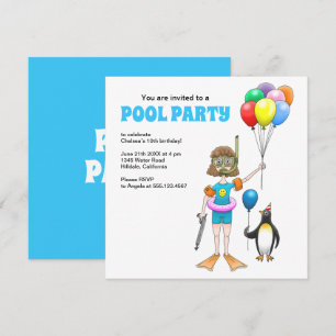 Convites Aniversário da Festa de Piscina de Verão