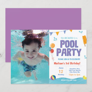 Convites Aniversário da Festa de Piscina de Verão Convide c