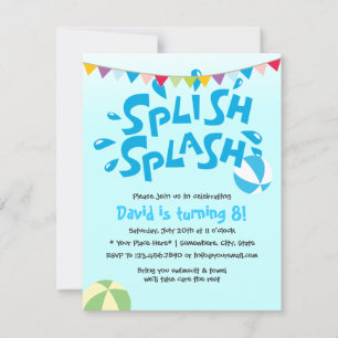 Convites Aniversário da Festa de Piscinas de Verão