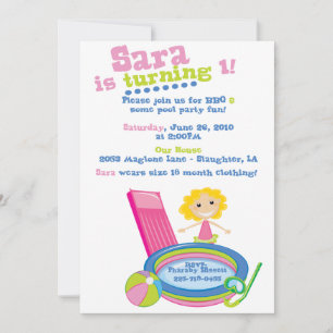 Convites Aniversário da festa na piscina