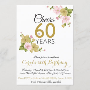 Convites Aniversário da flor pintado mão elegante o 60th