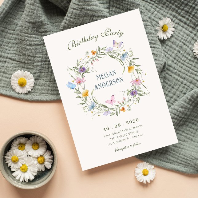 Convites Aniversário da Floral Wreath (Criador carregado)