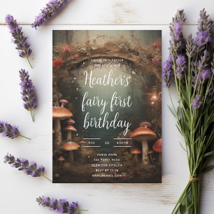 Convites Aniversário da Floresta de Cogumelos Encantada pel