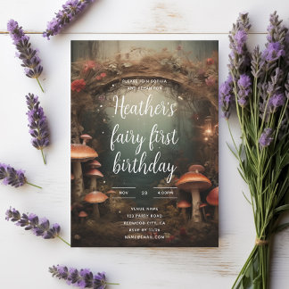 Convites Aniversário da Floresta de Cogumelos Encantada pel