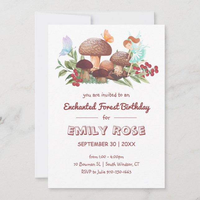 Convites Aniversário da Floresta Encantada de Borboleta Fad (Frente)