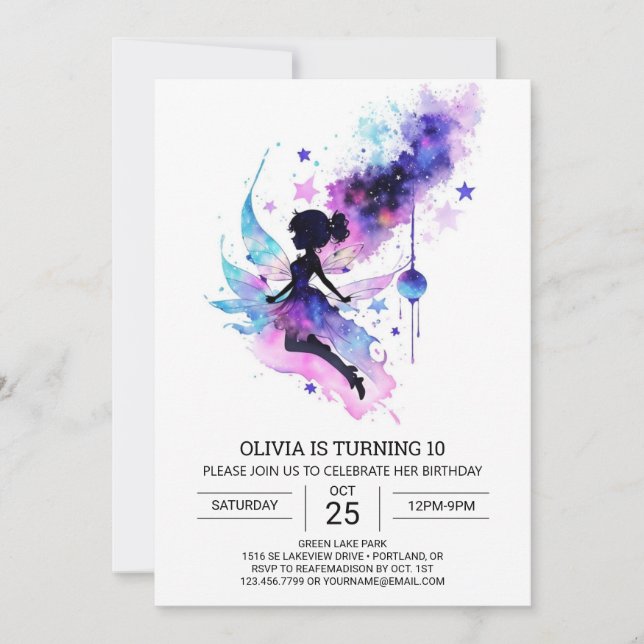 Convites Aniversário da Floresta Encantada Elegante (Frente)