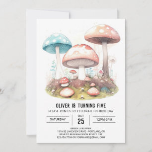 Convites Aniversário da Floresta Fungi Encantada