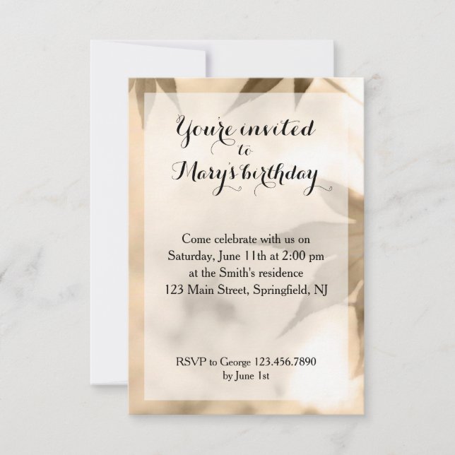 Convites Aniversário da Folhagem Sombreada (Frente)