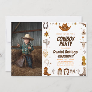 Convites Aniversário da Foto Brown Cute Cowboy