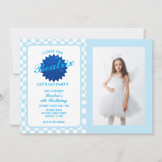 Convites Aniversário da Foto da Boneca Retroativa Azul