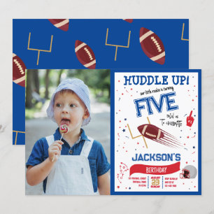 Convites Aniversário da Foto de Futebol do Huddle Up Little
