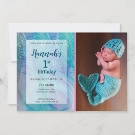 Convites Aniversário da foto do bebê do teste padrão da