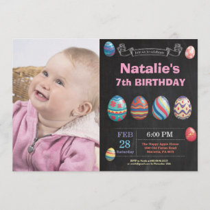 Convites Aniversário da foto do ovo da páscoa da menina d