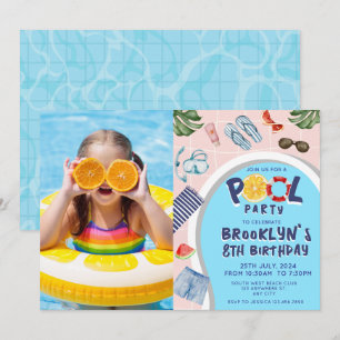 Convites Aniversário da Foto do Partido da Piscina legal