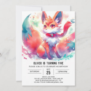 Convites Aniversário da Fox Digital da Watercolor