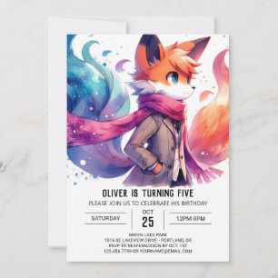 Convites Aniversário da Fox Personalizada da Aquarela