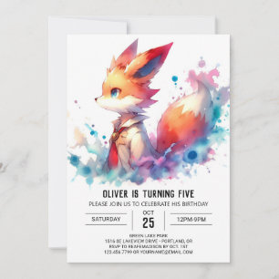 Convites Aniversário da Fox Personalizada Encantada