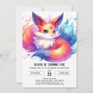 Convites Aniversário da Fox Personalizada Moderna