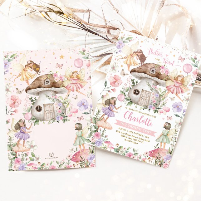 Convites Aniversário da Garden Floral de Fada de Floresta E (Criador carregado)