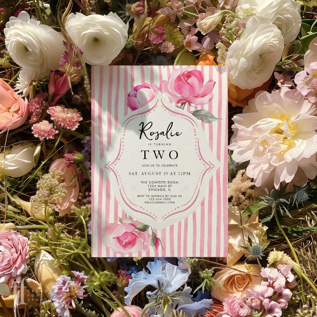 Convites Aniversário da Garota do Avô da Coquette (Preppy Coquette Girls Birthday Party Invite)