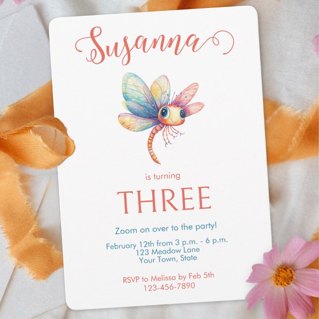Convites Aniversário da Garota Dragonfly Whimsical (Criador carregado)