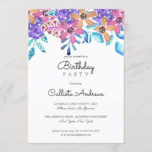 Convites Aniversário da Garota Floral Laranja Rosa