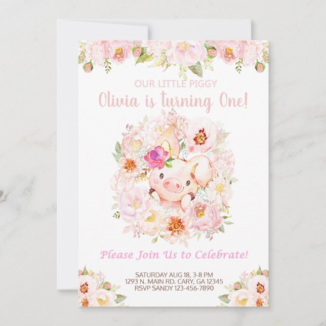Convites Aniversário da Garota Piggy. (Frente)