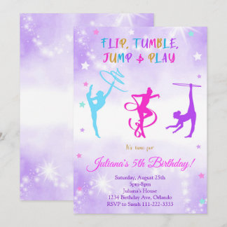 Convites Aniversário da Gymnastic Roxa da Aquarela