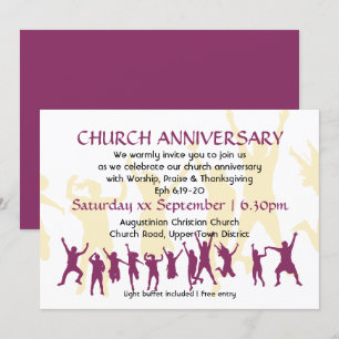 Convites ANIVERSÁRIO DA IGREJA Moderno Burgundy Personalizá