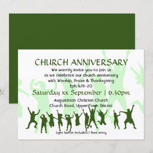 Convites ANIVERSÁRIO DA IGREJA Moderno Verde Personalizável