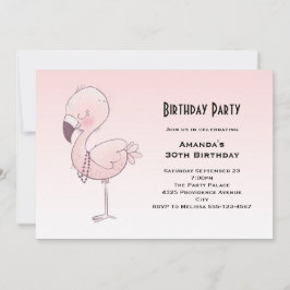 Convites Aniversário da Ilustração Flamingo Cor-de-Rosa