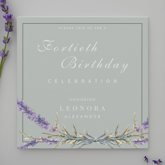 Convites Aniversário da Lavanda de Aquarela (Criador carregado)