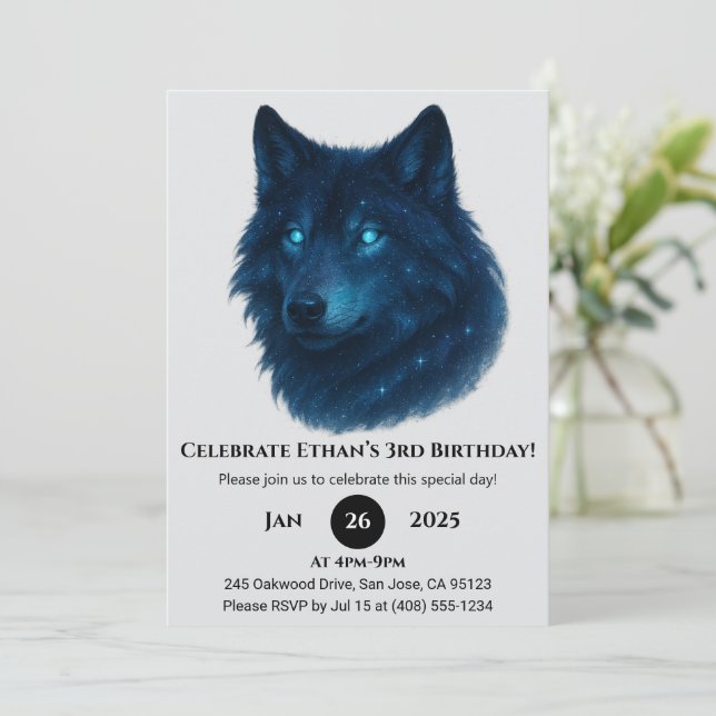 Convites Aniversário da Loba Estelar Mística (Em pé/Frente)