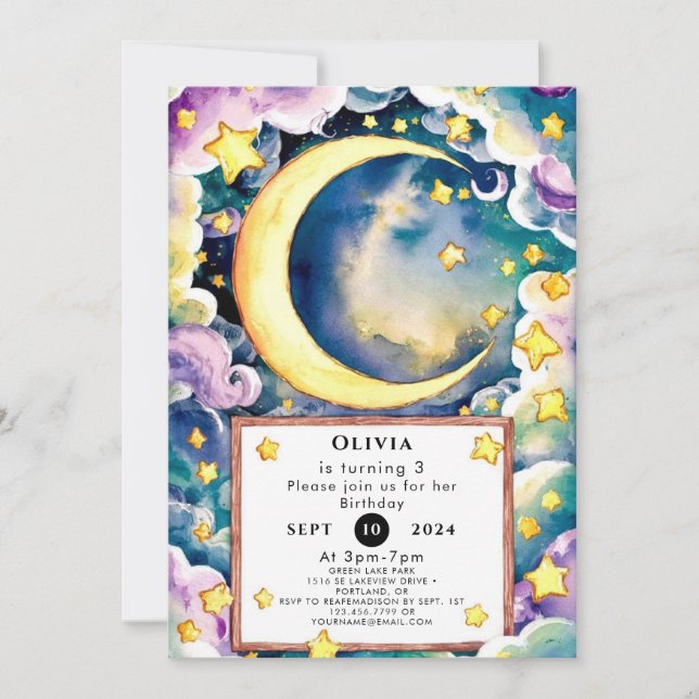Convites Aniversário da Lua Mágica (Frente)