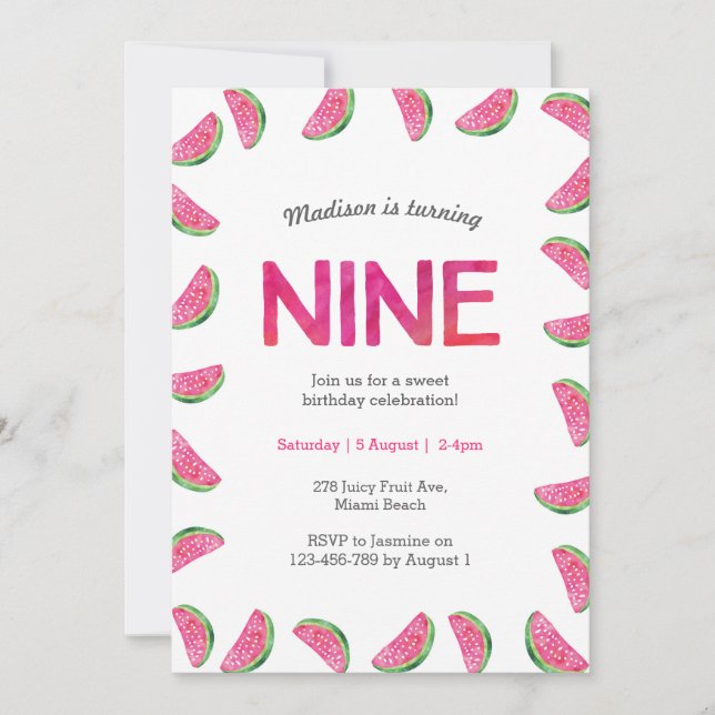 Convites Aniversário da Melancia (Frente)