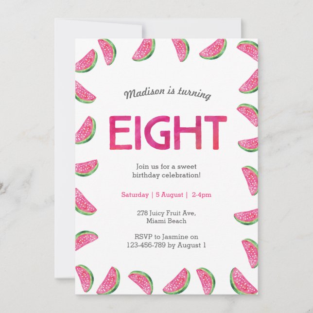 Convites Aniversário da Melancia (Frente)